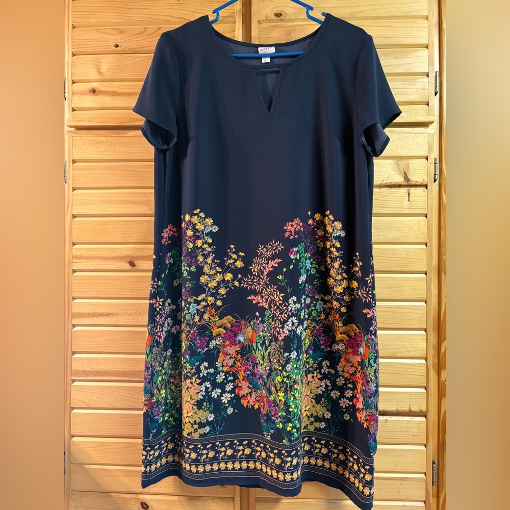 MERONA Navy Floral Shift Dress, Size L